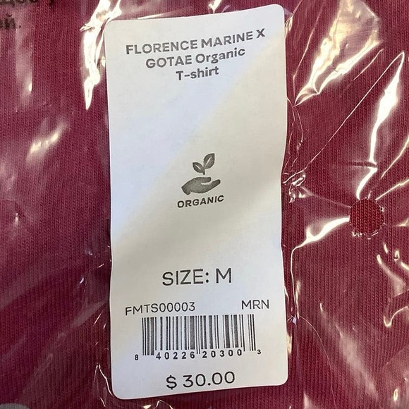 NEW Florence Marine X Size Medium GOTAE Organic T-Shirt Maroon Tee $30 msrp M4-2 - Picture 10 of 10